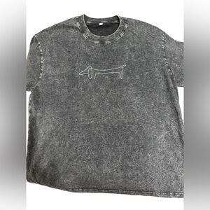 NEW Oversized Stonewashed Shirt with Dachshund Outline